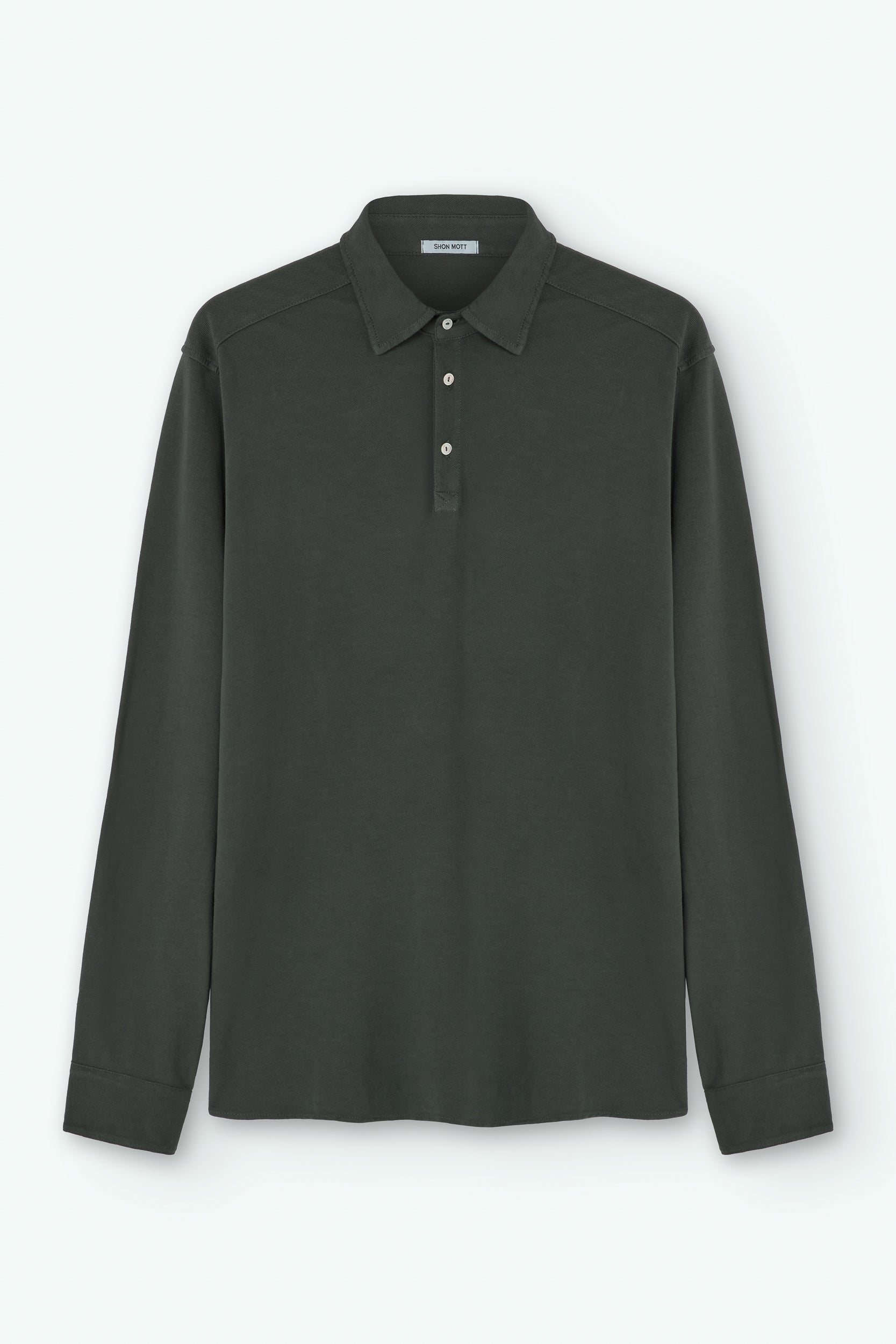 Long sleeve cotton pique polo shirt