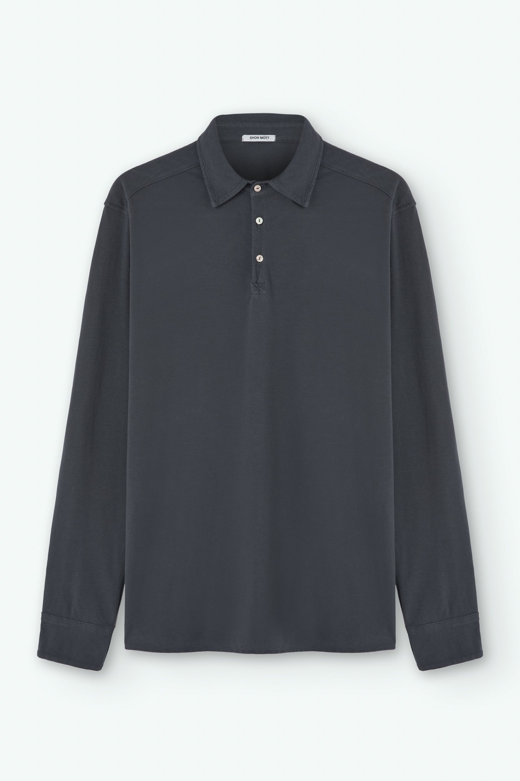 Long sleeve cotton pique polo shirt