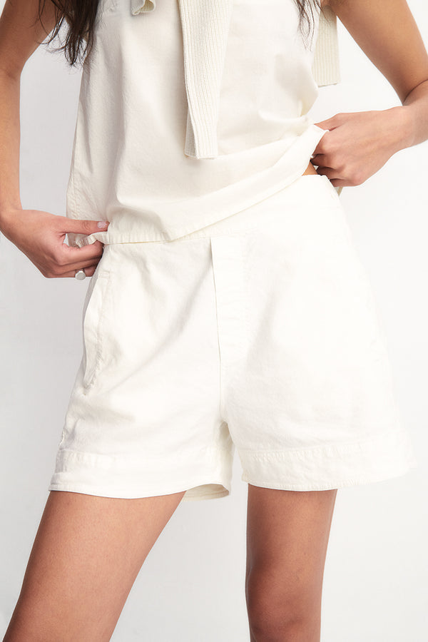 Cotton shorts with linen