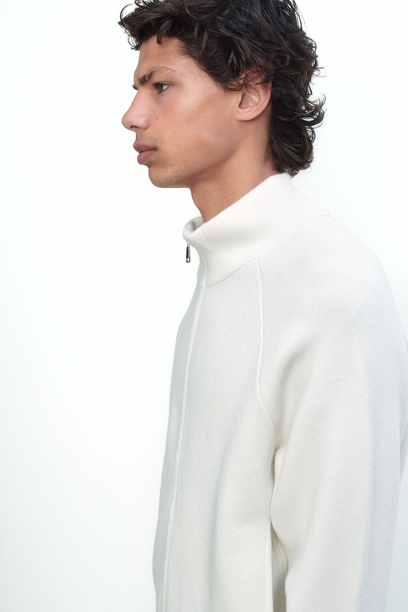 High-neck cashmere bomber jacket