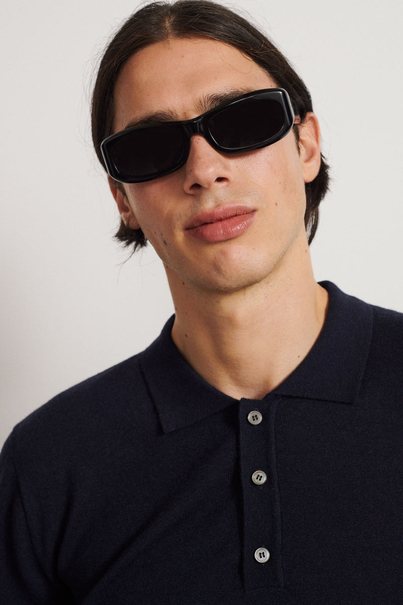 Jersey con cuello y botones tipo polo en cashmere