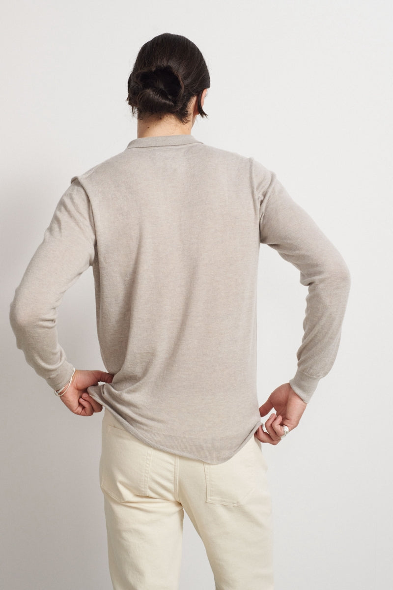 Jersey con cuello y botones tipo polo en cashmere