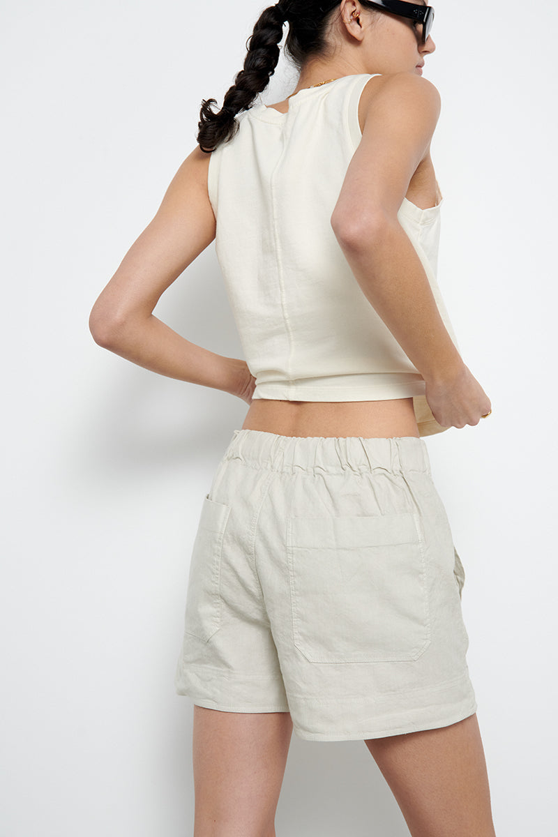 Cotton shorts with linen