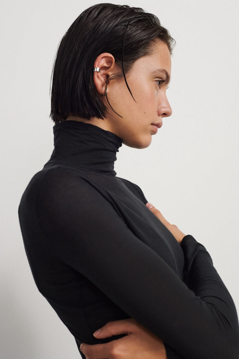 Camiseta ultrafina algodón con manga larga y cuello alto