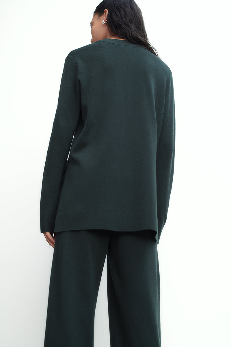 Jersey largo de punto doble con aperturas laterales