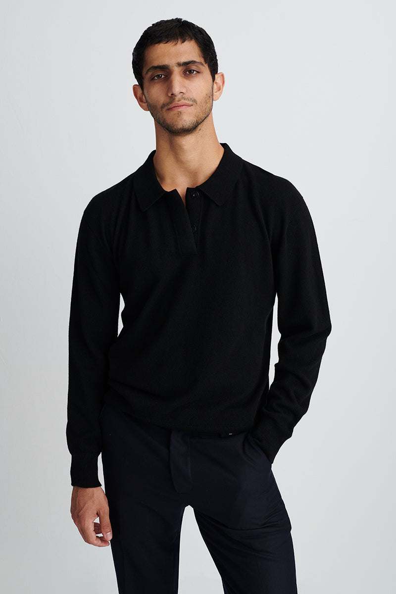 Cashmere sweater with polo neck