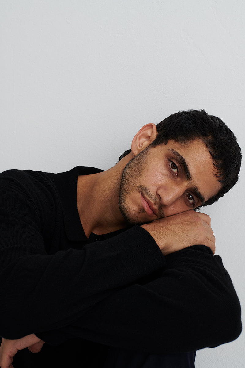 Cashmere sweater with polo neck