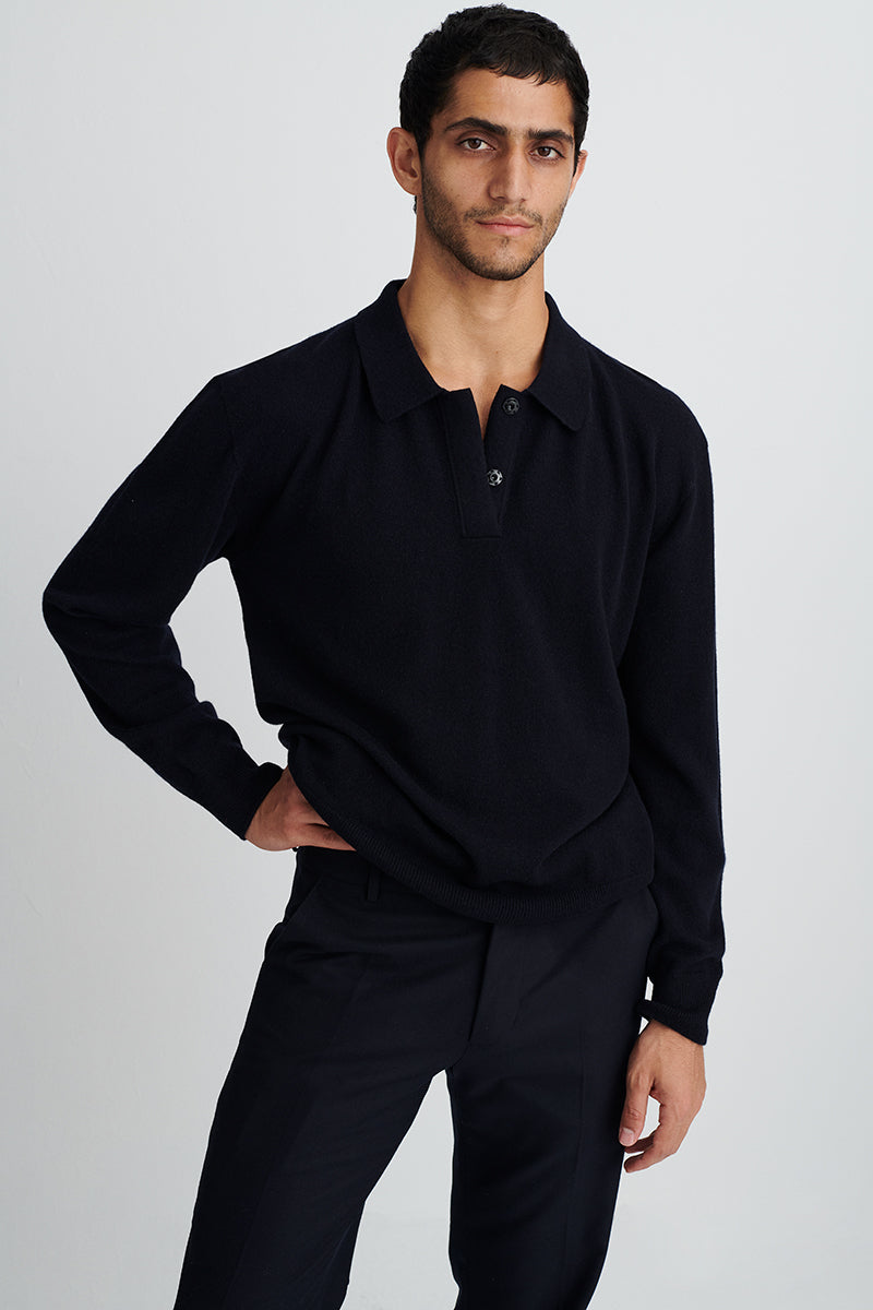 Cashmere sweater with polo neck