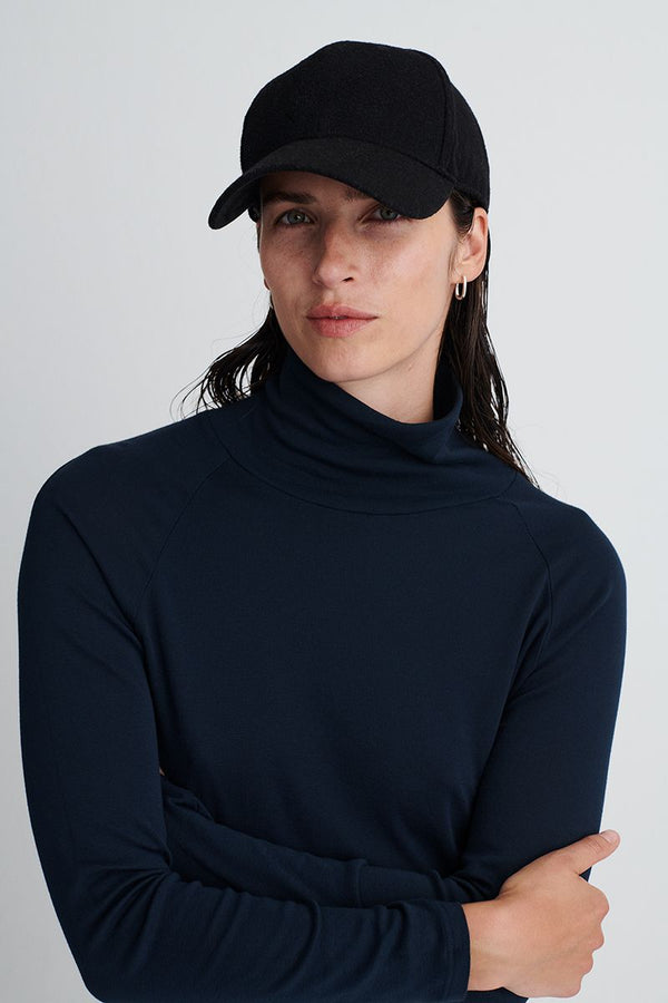 T-shirt in cotton micro-rib with a turtleneck