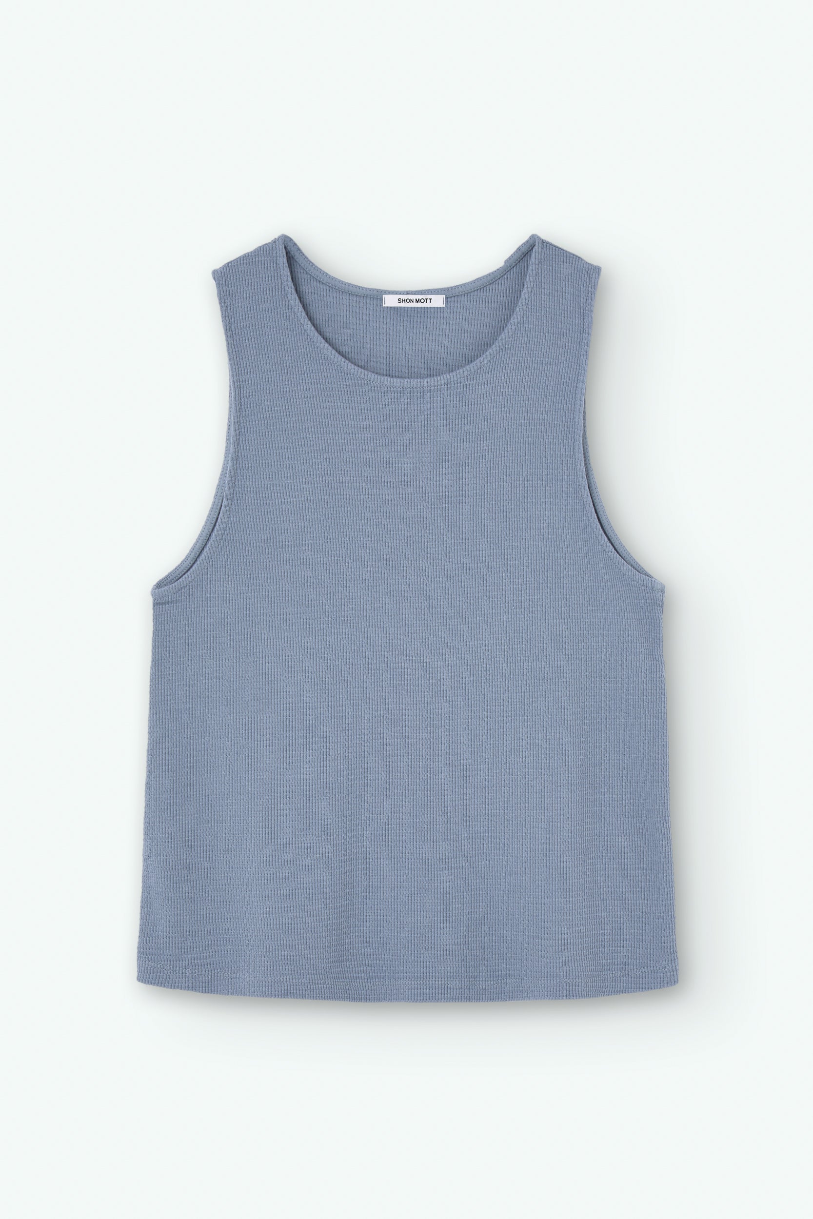 Sleeveless Cotton Shirt with Honeycomb Weave