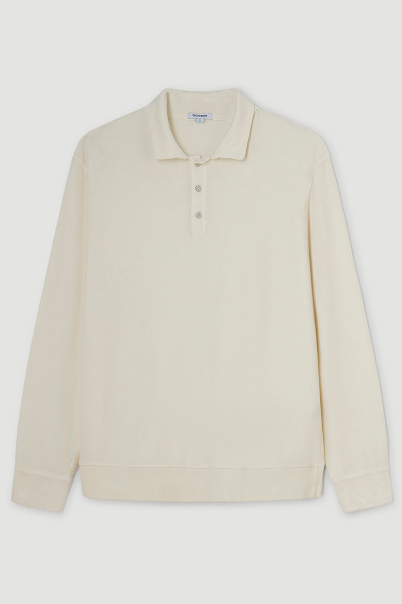 Ultra-lightweight fleece polo shirt with long sleeves
