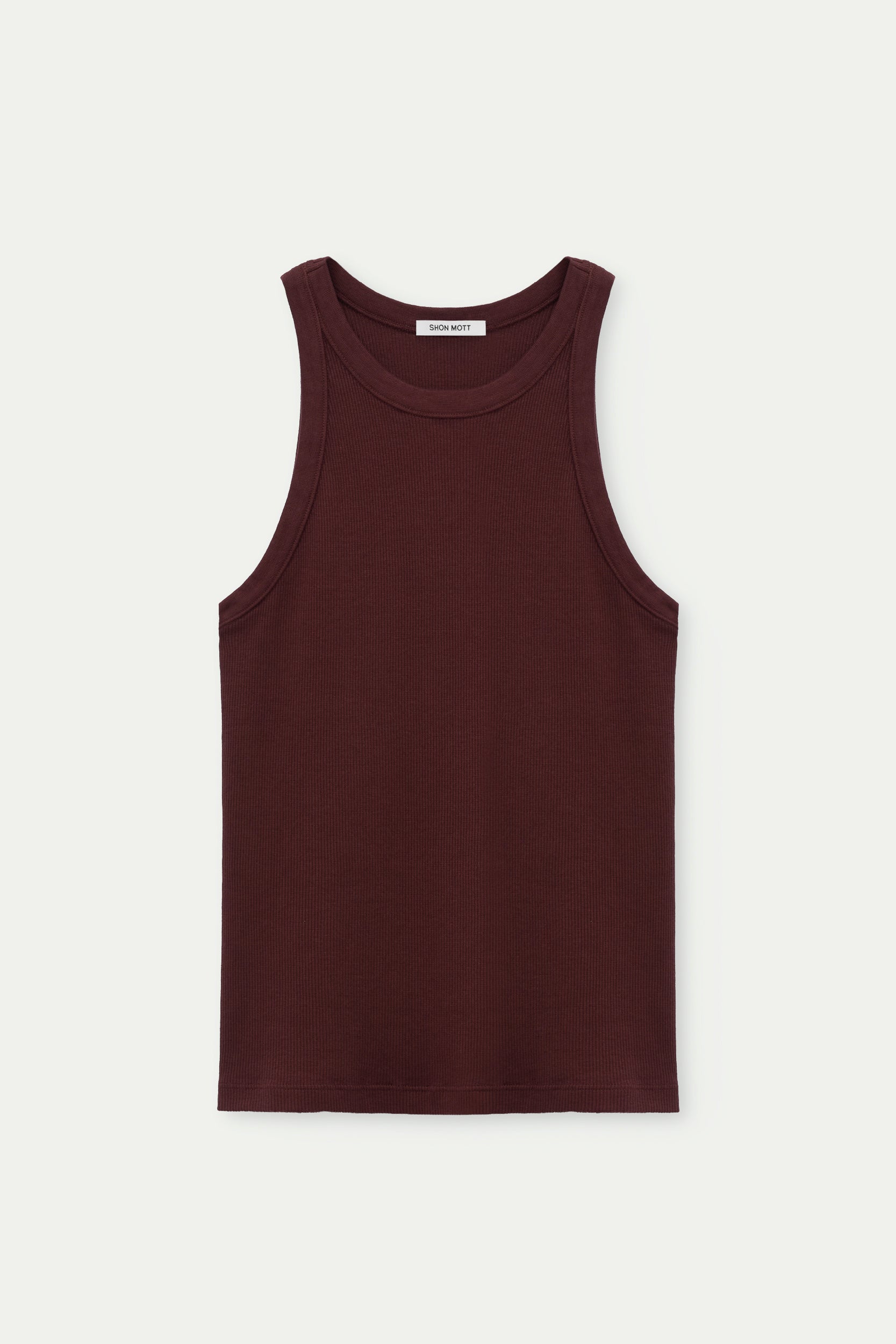 Top de canalé de algodón sin mangas y con cuello cerrado