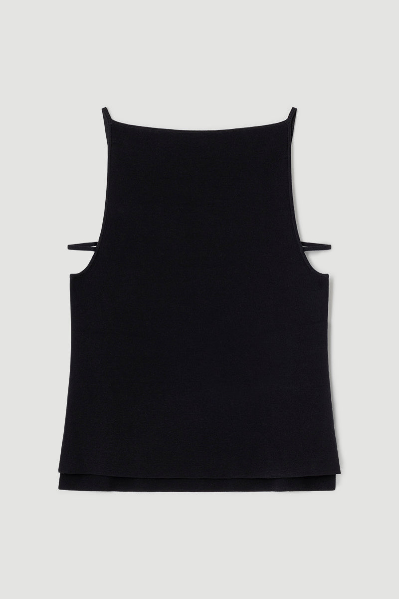 Double-face knit top with straps