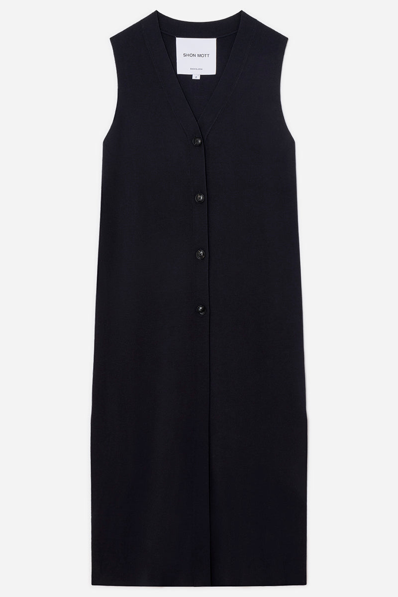 Double-Face Knit Long Vest