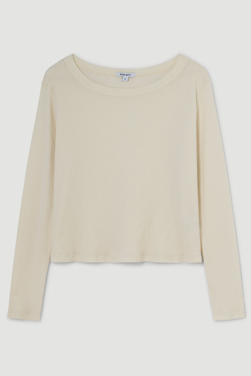 Camiseta de algodón con manga larga tejida en nido de abeja