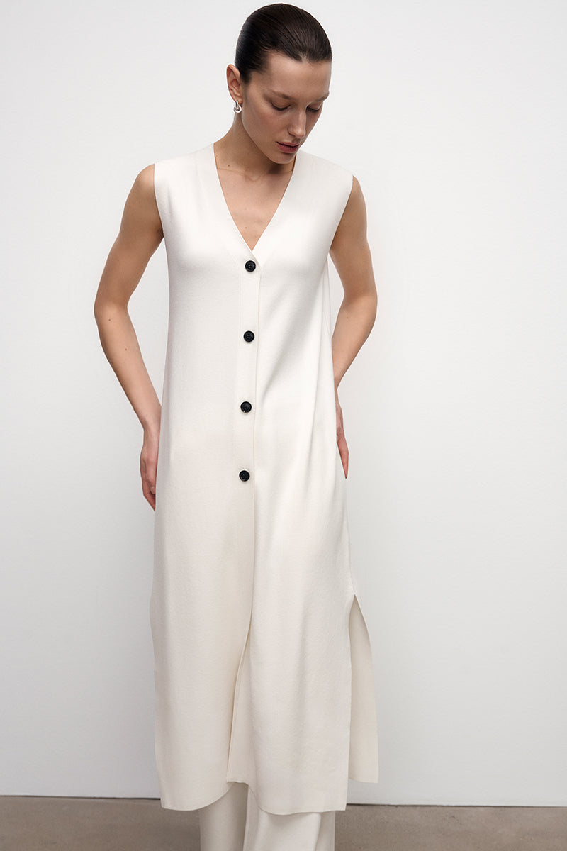 Double-Face Knit Long Vest