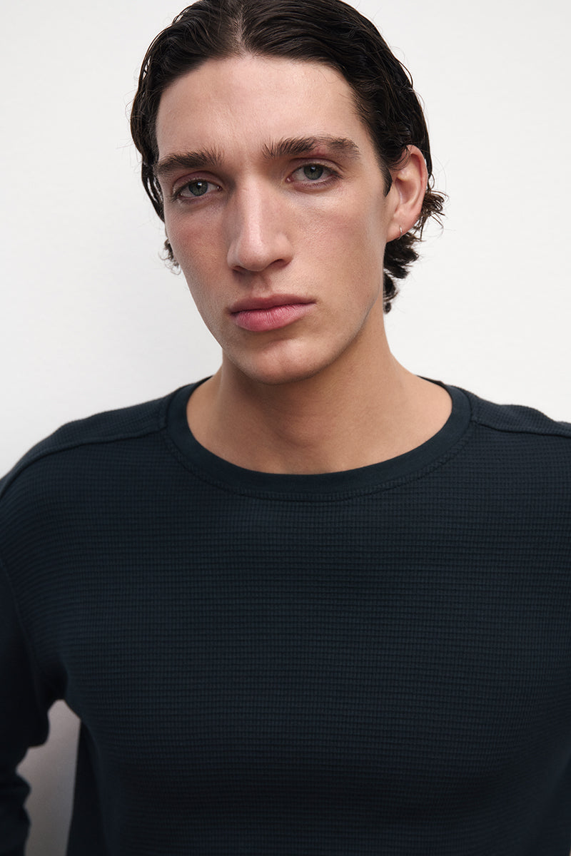 Honeycomb Knit Cotton T-shirt