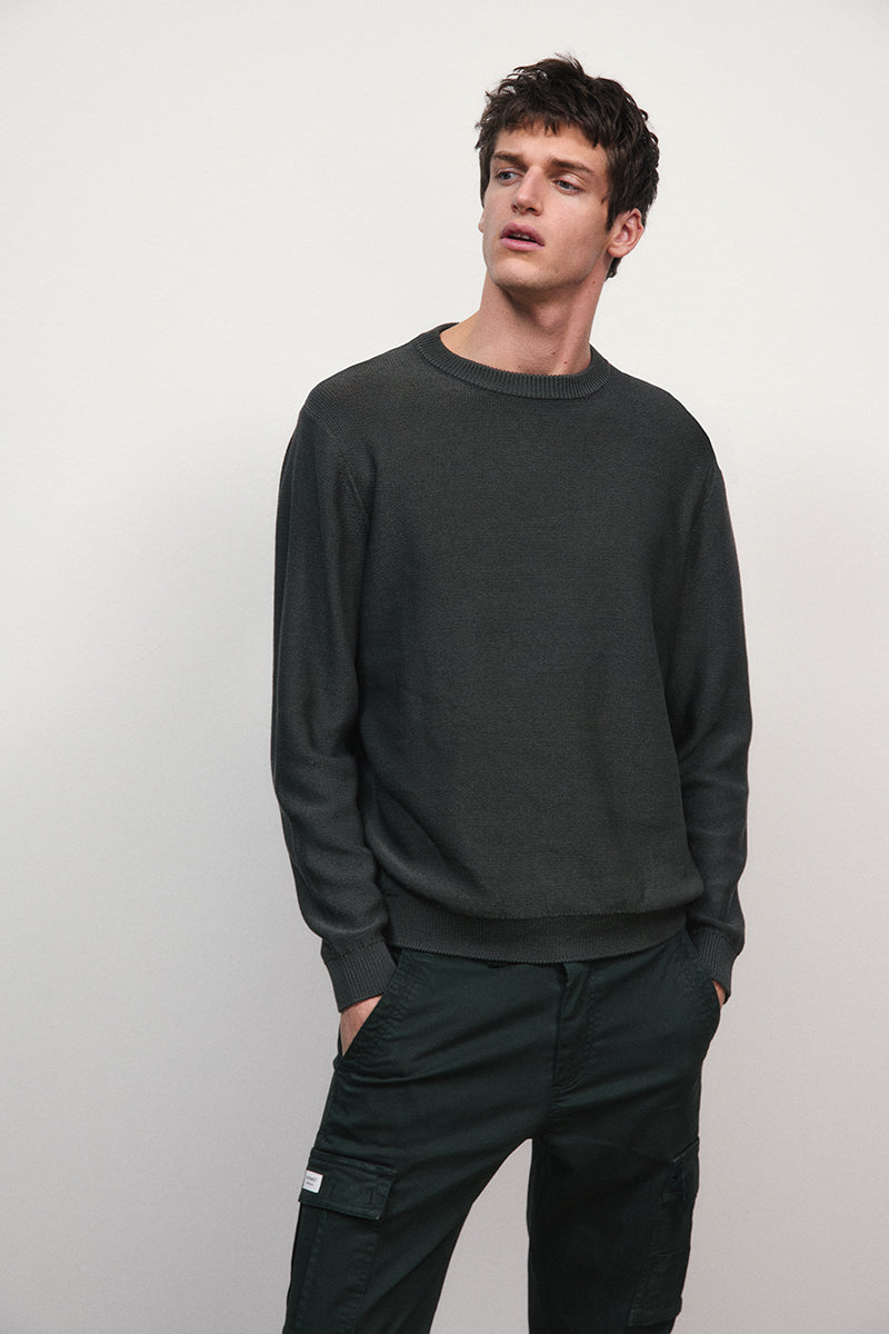 Reverse knitted sweater