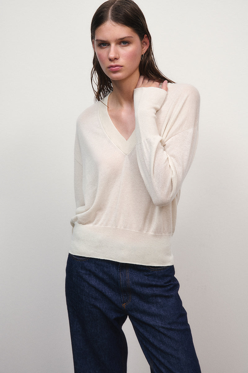 Jersey de cashmere con escote V