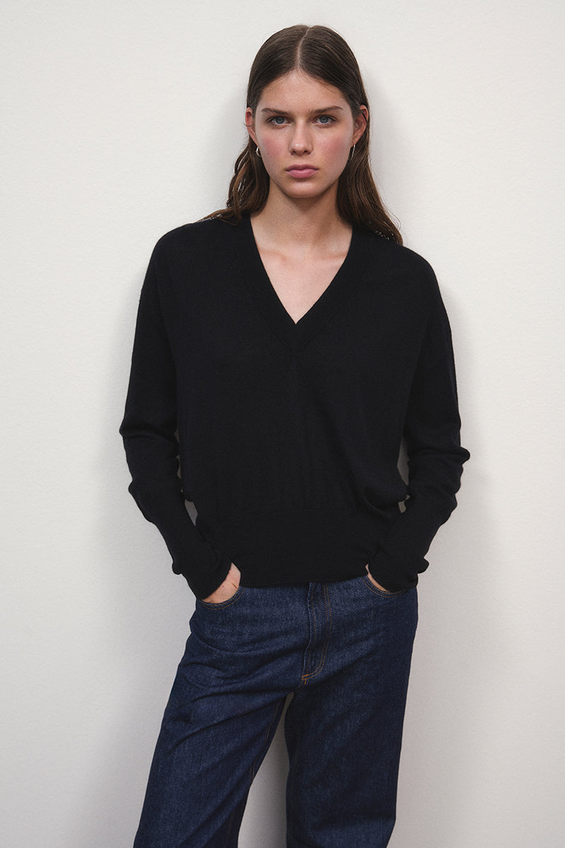 Jersey de cashmere con escote V