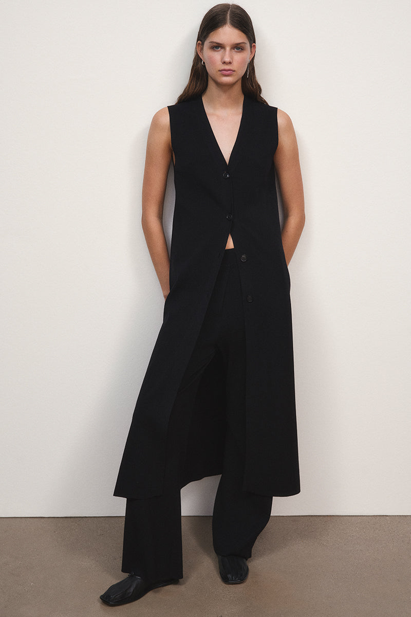 Double-Face Knit Long Vest