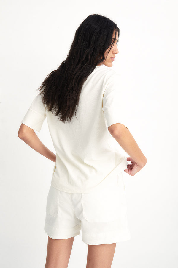 Ultra-Lightweight Cotton T-Shirt with V-Neck and Short Sleeves