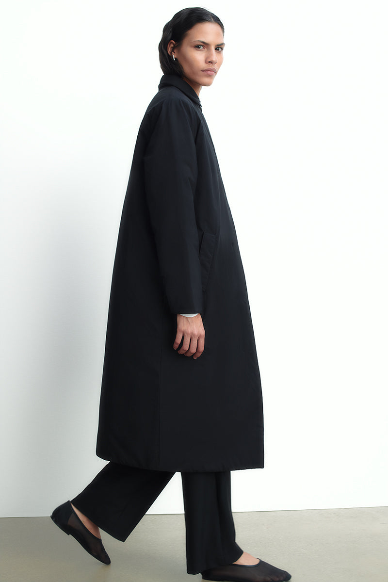 Long coat in technical fabric