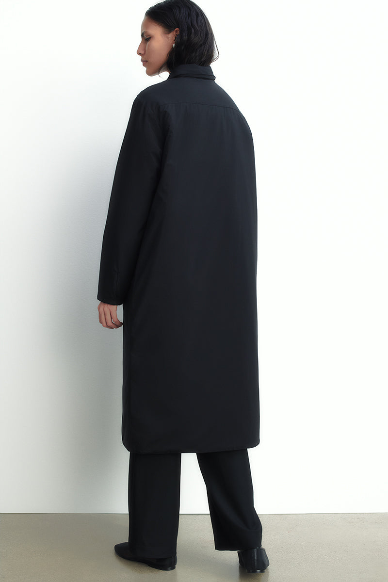 Long coat in technical fabric