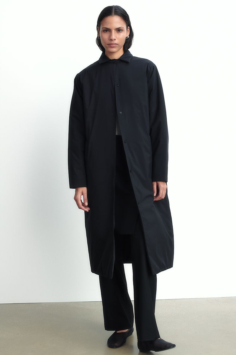 Long coat in technical fabric