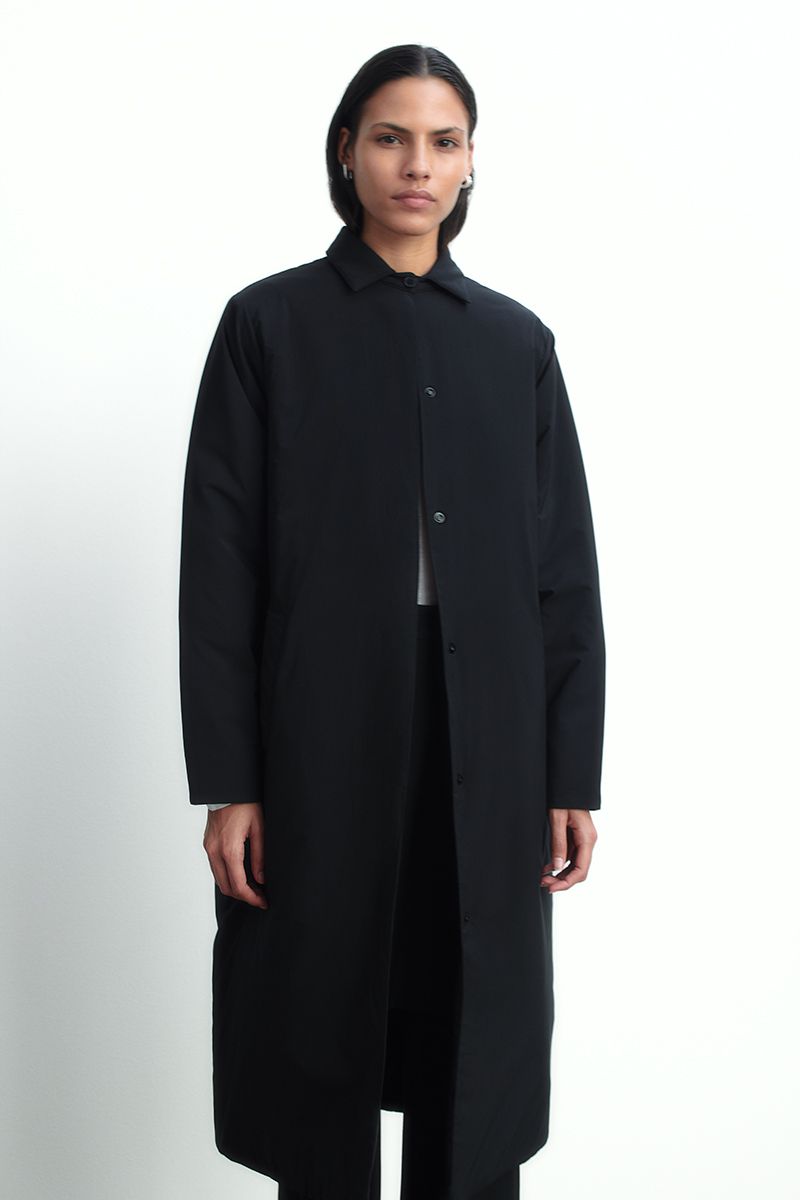 Long coat in technical fabric