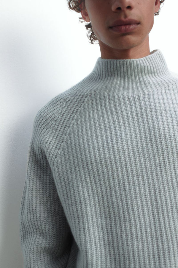 Cashmere sweater with funnel neck