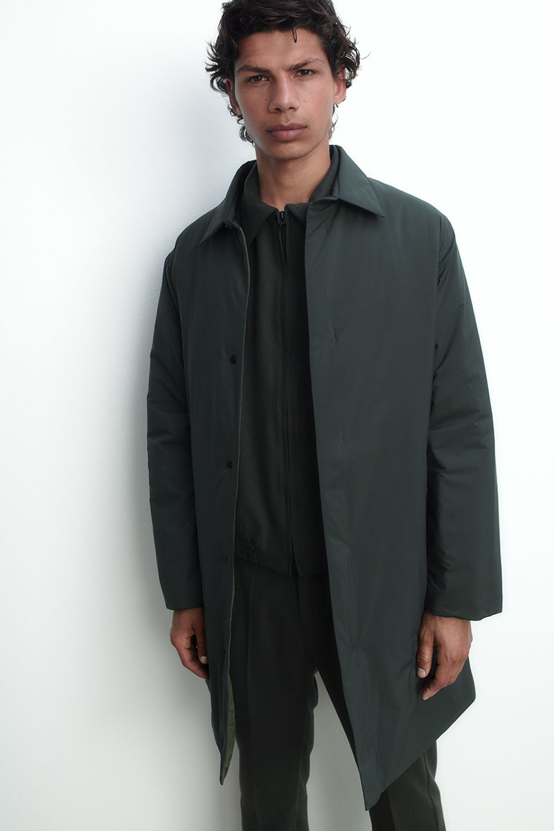 Long coat in technical fabric