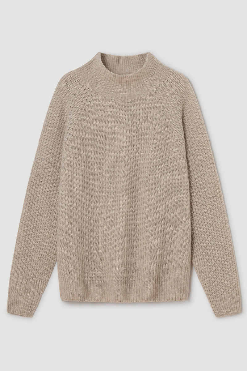 Cashmere sweater with funnel neck