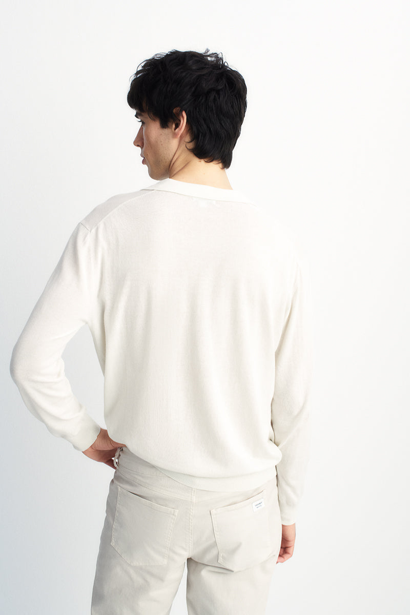Ultralight cotton polo-neck sweater