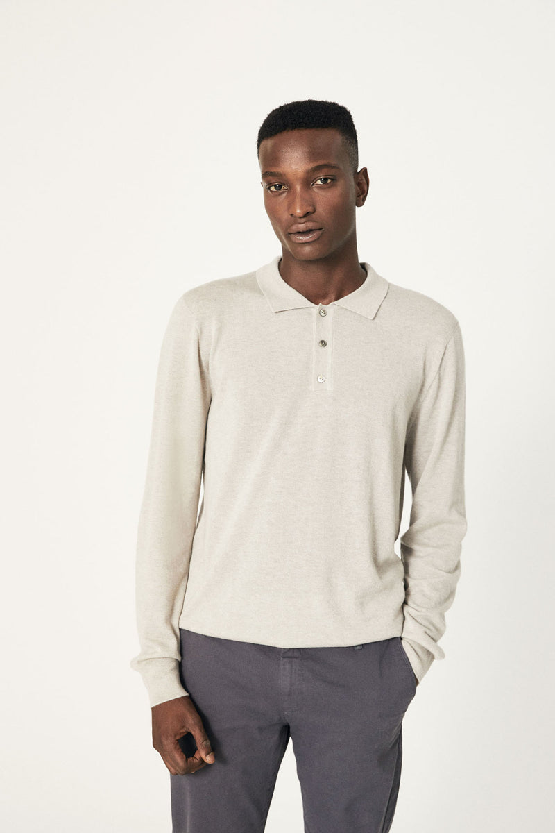 Sweater with polo collar and buttons in cashmere