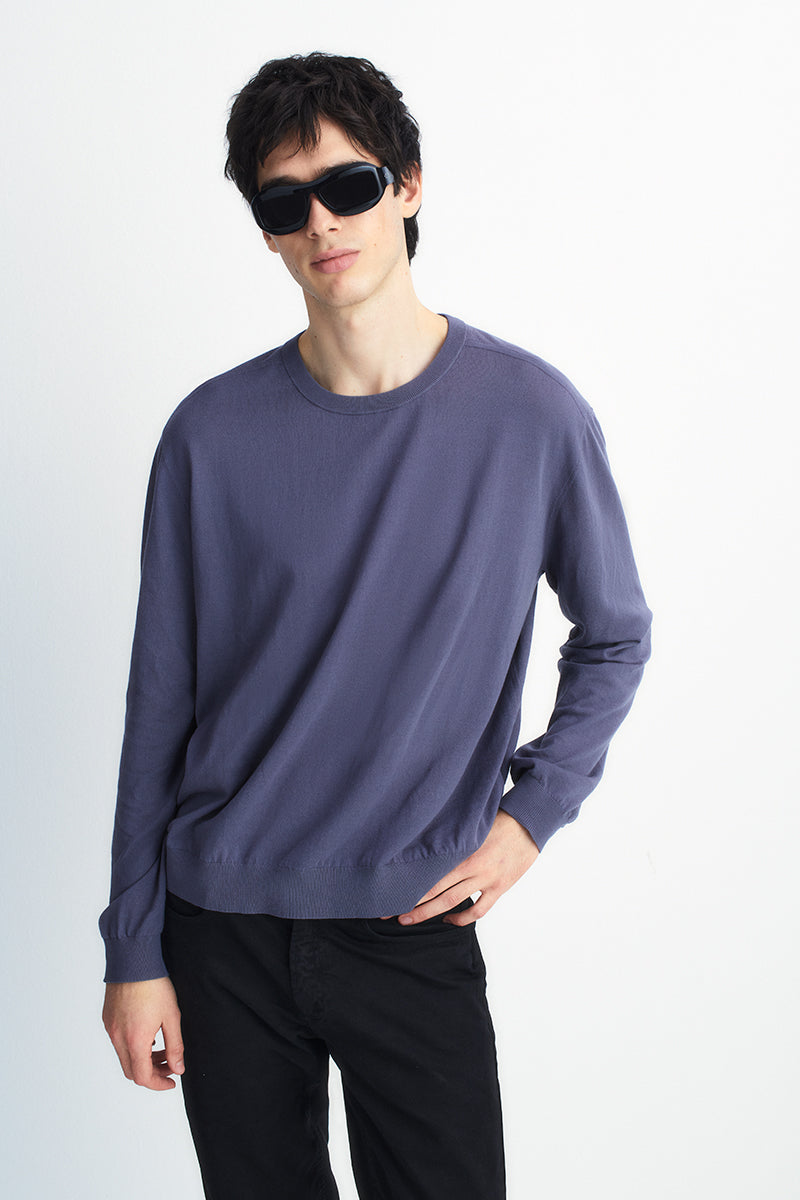 Jersey de algodón ultraligero con cuello redondo