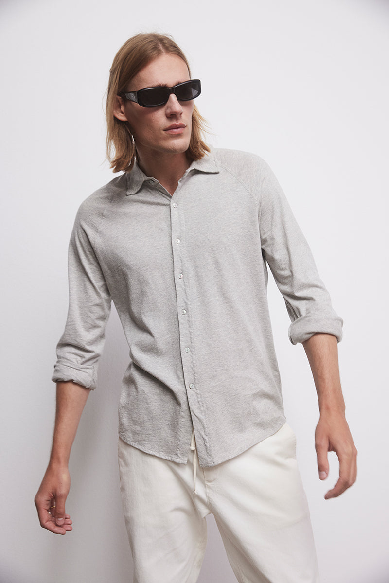 Cotton shirt with raglan sleeves