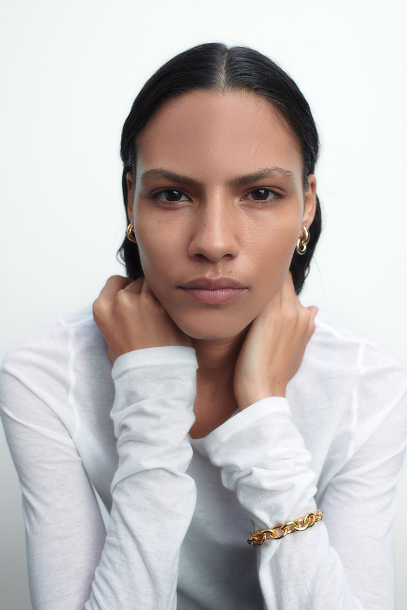 Pulsera dos cadenas bañada en oro