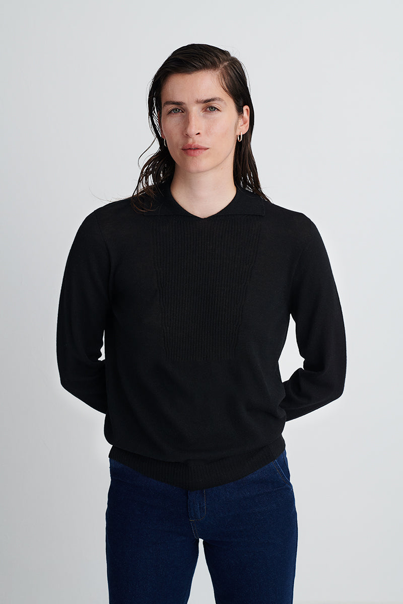 Ultralight cashmere ribbed polo