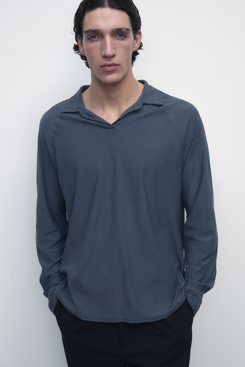 Long-Sleeve Raglan Polo