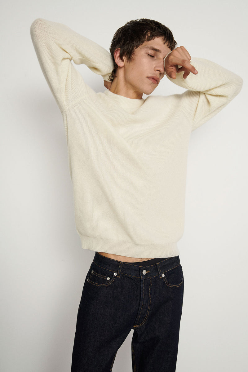Cashmere sweater with high perkins collar
