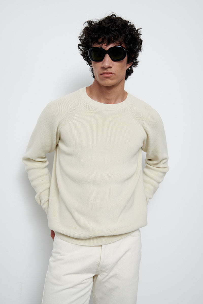 Cotton sweater with raglan sleeve