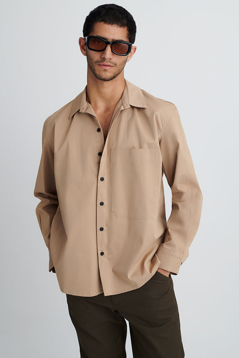 Cotton shirt with front gusset