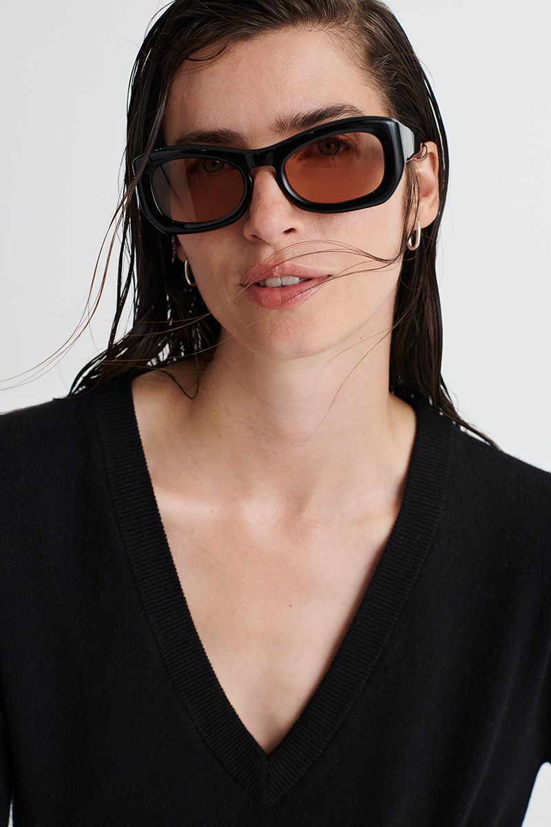 Cashmere V-neck sweater.