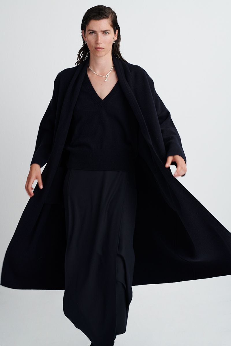 Cashmere V-neck sweater.