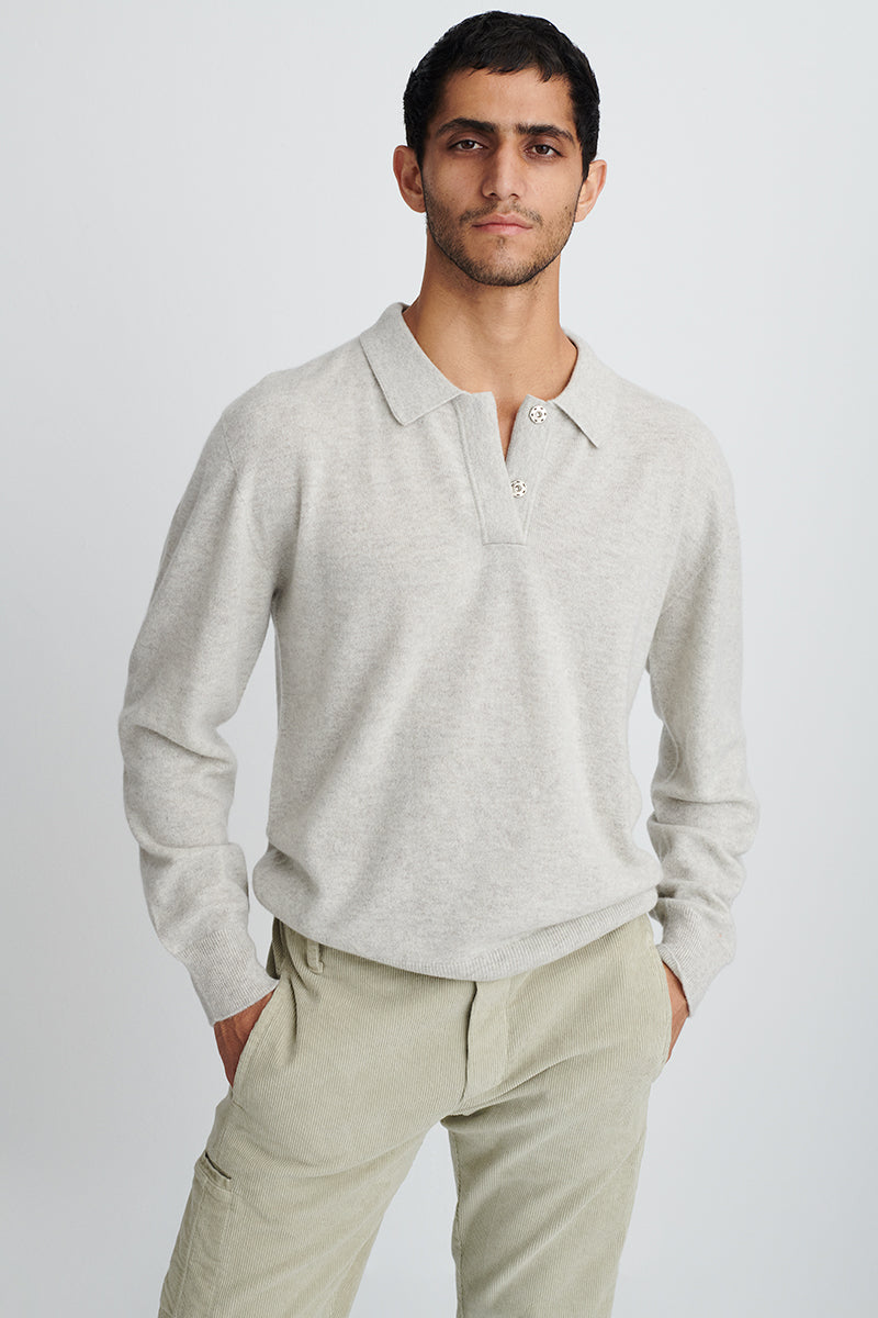 Cashmere sweater with polo neck