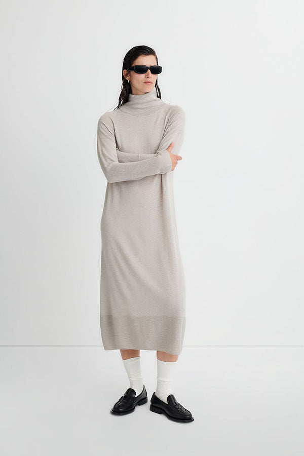 Cashmere dress with a turtleneck