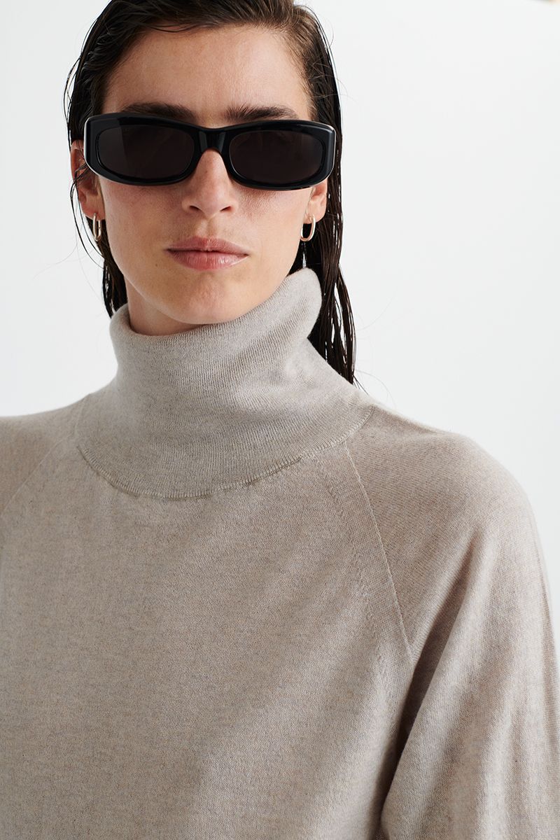 Cashmere dress with a turtleneck