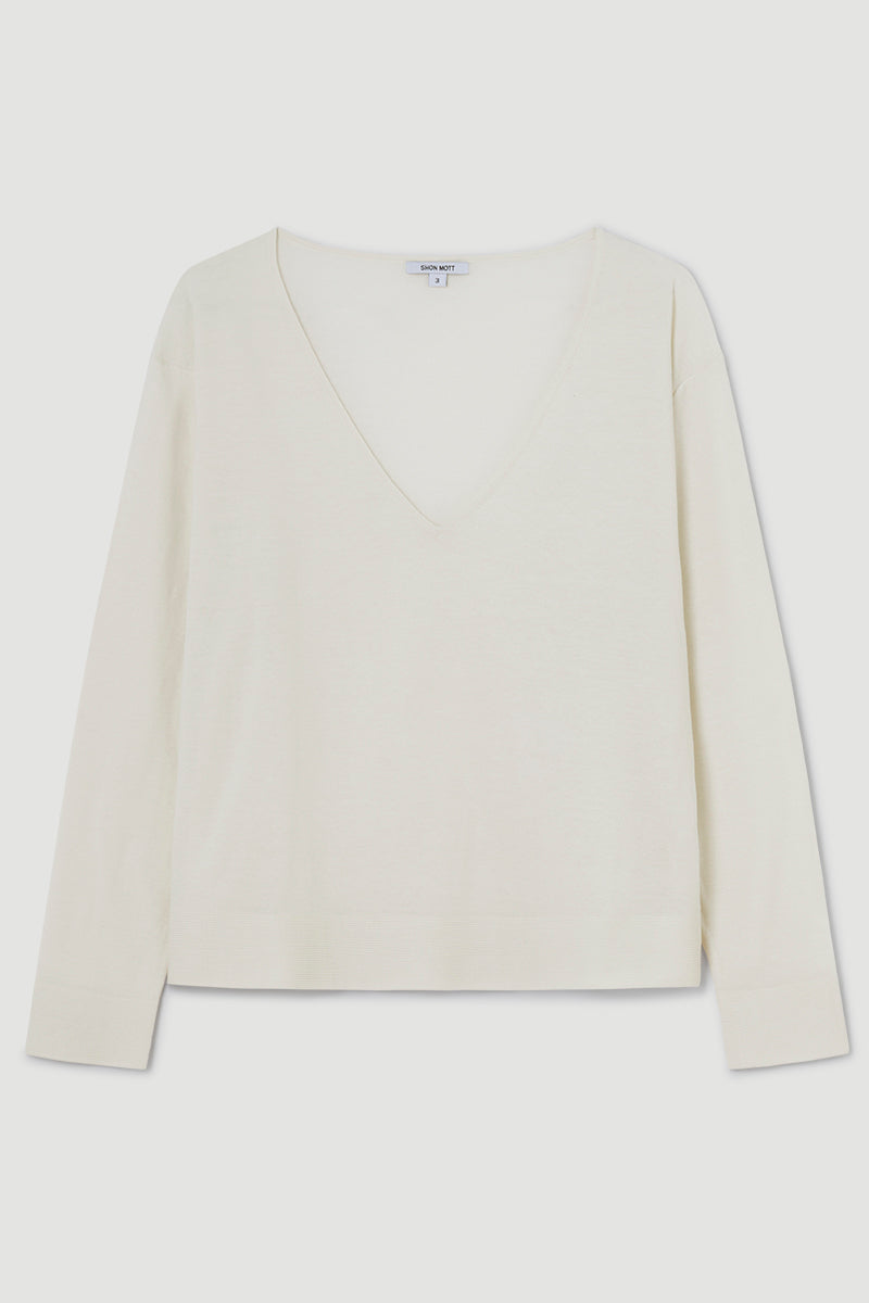 Ultra-light cotton V-neck sweater