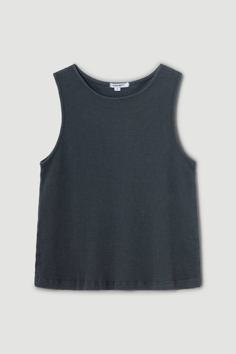 Camiseta de algodón sin mangas tejido en nido de abeja